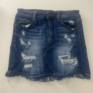 Distressed Denim Skirt